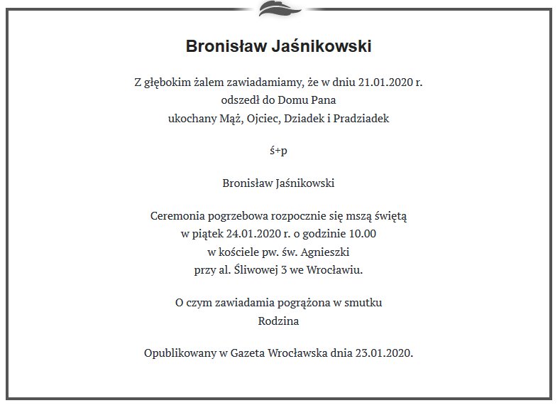 Odszedł Bronisław Jaśnikowski