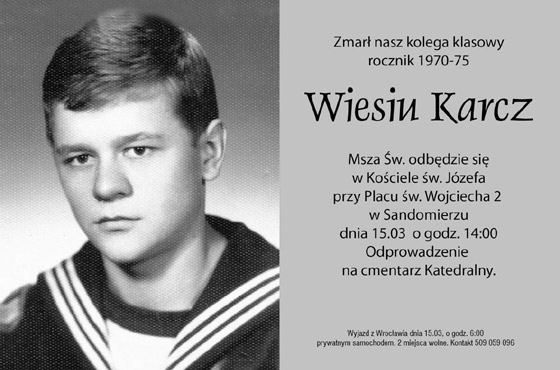 Zmarł Wiesław Karcz - absolwent 1975