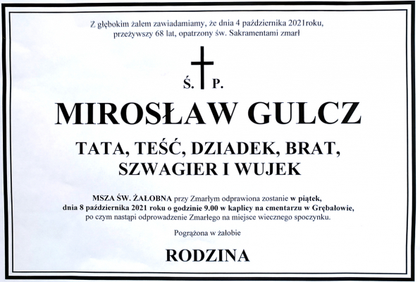 Zmarł Mirosław GULCZ
